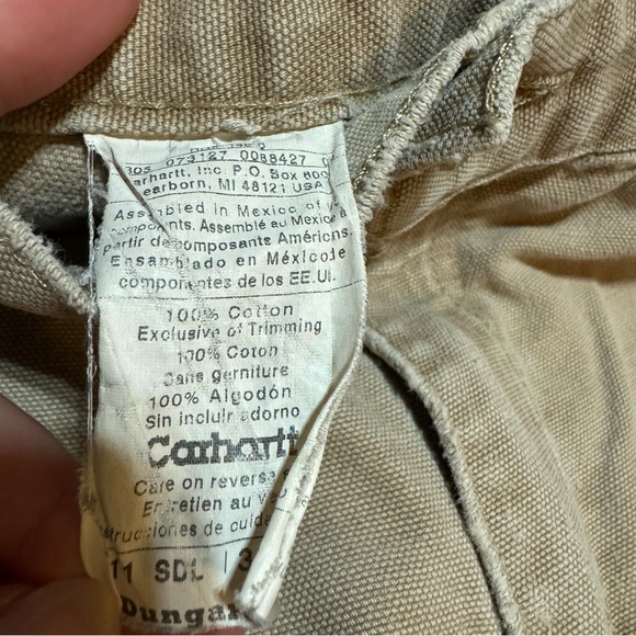 Vintage Tan Carhartt Carpenter Baggy Pants Dungaree Workwear 34x29 - Picture 3 of 7